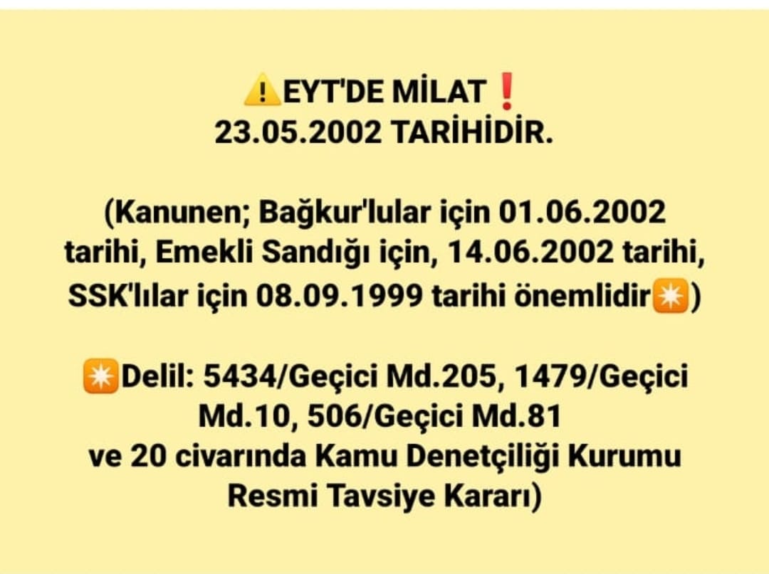 <a href="/Eytadernegi/">EYTADER #EmekleriYasalaraTakılanlar Derneği</a> <a href="/EytaderTknmzKlm/">🖊️🇹🇷``Tükenmez Kelâm```🇹🇷🖊️💙</a> <a href="/Akparti/">AK Parti</a> <a href="/RTErdogan/">Recep Tayyip Erdoğan</a> <a href="/NumanKurtulmus/">Numan Kurtulmuş</a> <a href="/HMBakanligi/">T.C. Hazine ve Maliye Bakanlığı</a> <a href="/ailevecalisma/">Cshabakanligi</a> <a href="/Sosyalpolitika3/">SOSYAL POLİTİKALAR BAŞKANLIĞI</a> <a href="/drbetulsayan/">Dr.Betül Sayan Kaya 🇹🇷</a> <a href="/jsarieroglu/">Jülide Sarıeroğlu 🇹🇷</a> <a href="/leylasahinusta/">Dr. Leyla Şahin Usta 🇹🇷</a> <a href="/M_Levent_Bulbul/">Muhammed Levent BÜLBÜL</a> <a href="/akbasogluemin/">Av. M.Emin AKBAŞOĞLU 🇹🇷</a> <a href="/erkanakcay45/">Erkan Akçay</a> <a href="/rprefahpartisi/">Yeniden Refah Partisi</a> <a href="/csgbakanligi/">T.C. Çalışma ve Sosyal Güvenlik Bakanlığı</a> <a href="/dbdevletbahceli/">Devlet Bahçeli</a> <a href="/erbakanfatih/">Dr. Fatih Erbakan</a> <a href="/DrSinanOgan/">Dr. Sinan Oğan</a> <a href="/isikhanvedat/">Prof. Dr. Vedat Işıkhan</a> <a href="/celebimehmeta/">Mehmet Ali Çelebi</a> <a href="/AvOzlemZengin/">Av. Özlem Zengin 🇹🇷</a> <a href="/E_SemihYalcin/">E. Semih Yalçın</a> <a href="/YildizFeti/">Feti Yıldız</a> <a href="/arzuerdemtc/">Arzu ERDEM 🇹🇷🇹🇷🇹🇷</a> <a href="/tbmmakpartigrup/">TBMM AK Parti Grup</a> <a href="/UlviYonter/">Dr.İzzet Ulvi YÖNTER</a> <a href="/ahmetkilic16/">Ahmet KILIÇ</a> <a href="/MhpTbmmGrubu/">MHP TBMM Grubu #MHP</a> <a href="/_cevdetyilmaz/">Cevdet Yılmaz</a> <a href="/adalet_bakanlik/">T.C. Adalet Bakanlığı</a> <a href="/yilmaztunc/">Yılmaz TUNÇ</a> <a href="/memetsimsek/">Mehmet Simsek</a> <a href="/herkesicinCHP/">CHP 🇹🇷</a> <a href="/kilicdarogluk/">Kemal Kılıçdaroğlu</a> <a href="/aykuterdogdu/">Aykut Erdoğdu</a> <a href="/faikoztrak/">Faik Öztrak</a> <a href="/DpGultekinUysal/">Gültekin Uysal</a> <a href="/cenginyurt52/">Cemal Enginyurt</a> <a href="/tgrthabertv/">TGRT HABER</a> <a href="/nowhaber/">NOW HABER</a> <a href="/iyiparti/">İYİ Parti</a> <a href="/MDervisogluTR/">Müsavat Dervişoğlu</a> <a href="/SalimEnsarioglu/">M. Salim ENSARİOĞLU</a> <a href="/korayaydintr/">Koray Aydın</a> <a href="/UmitDikbayir/">Ümit Dikbayır</a> <a href="/mcihanpacaci/">Mustafa Cihan Paçacı</a> <a href="/aytuncirayiyi/">Aytun Çıray</a> <a href="/yavuzagiraliog/">Yavuz Ağıralioğlu</a> <a href="/asyanikomeroglu/">Ayşe Sibel Yanıkömeroğlu</a> 👉SGK
Kamu Denetçiliği Kurumu ve Mahkeme kararlarını UYGULAMIYOR‼️
📌 Sivil Okul Borçlanması Mağduru 2000, 2001 ve 2002 devresi Astsubay ve Polisler ile
📌Askerlik Borçlanması Mağduru 4C'li Memurlar olarak;
‼️ADALET&amp;EŞİTLİK bekliyoruz‼️

#ÜniformalıSGKmağdurları