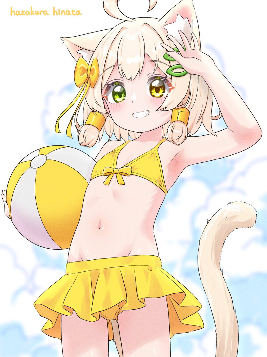 「黄色水着かやちゃん 」|葉桜ひなた🍡🌸のイラスト
