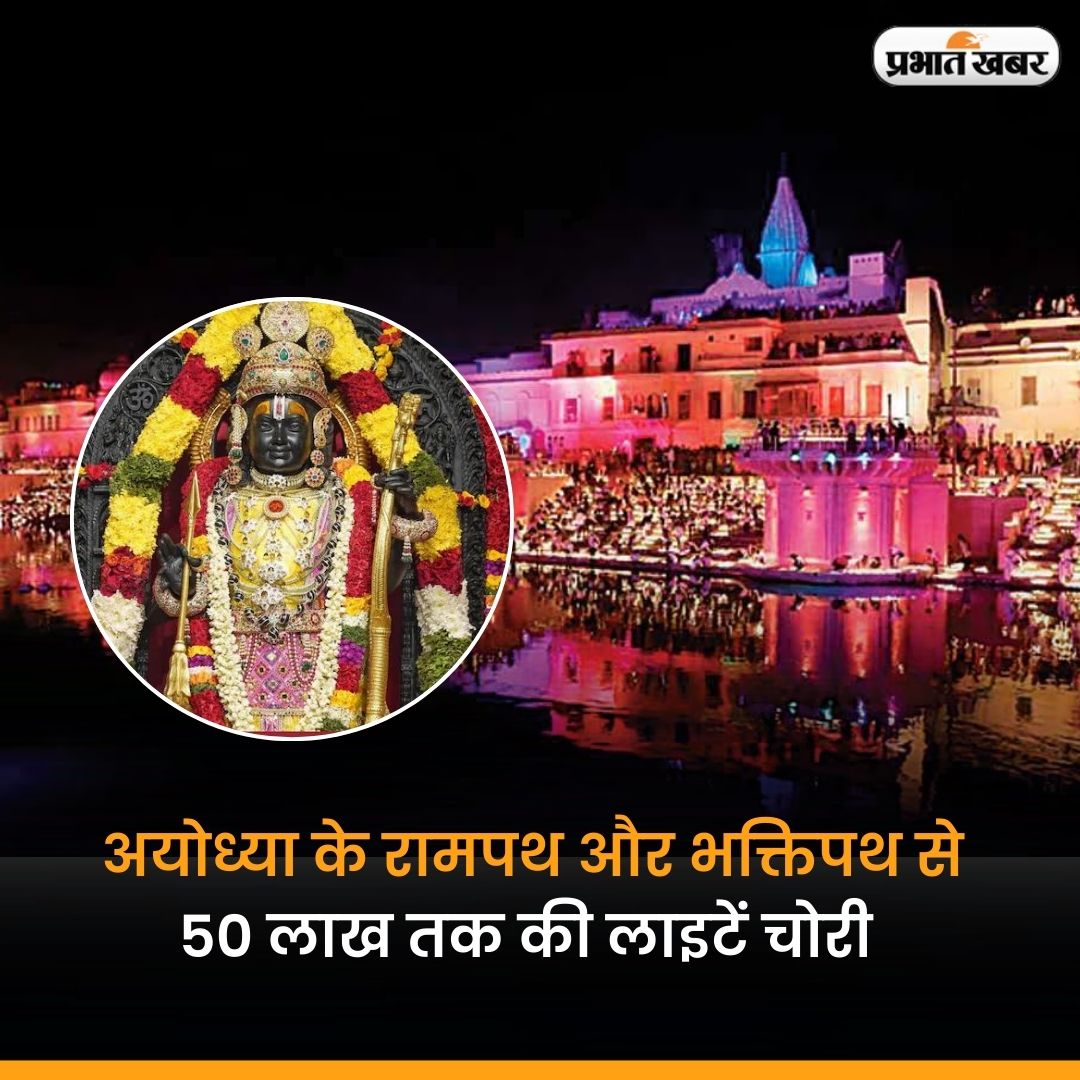 prabhatkhabar's tweet photo. ��योध्या के रामपथ और भक्तिपथ से 50 लाख तक की लाइटें चोरी होने की सुचना आ रही है

#Ayodhya #Robbery #Theaft #Rampath #Bhaktipath #AyodhyaRamMandir @ayodhya_police @Uppolice https://t.co/tdartHHjkA