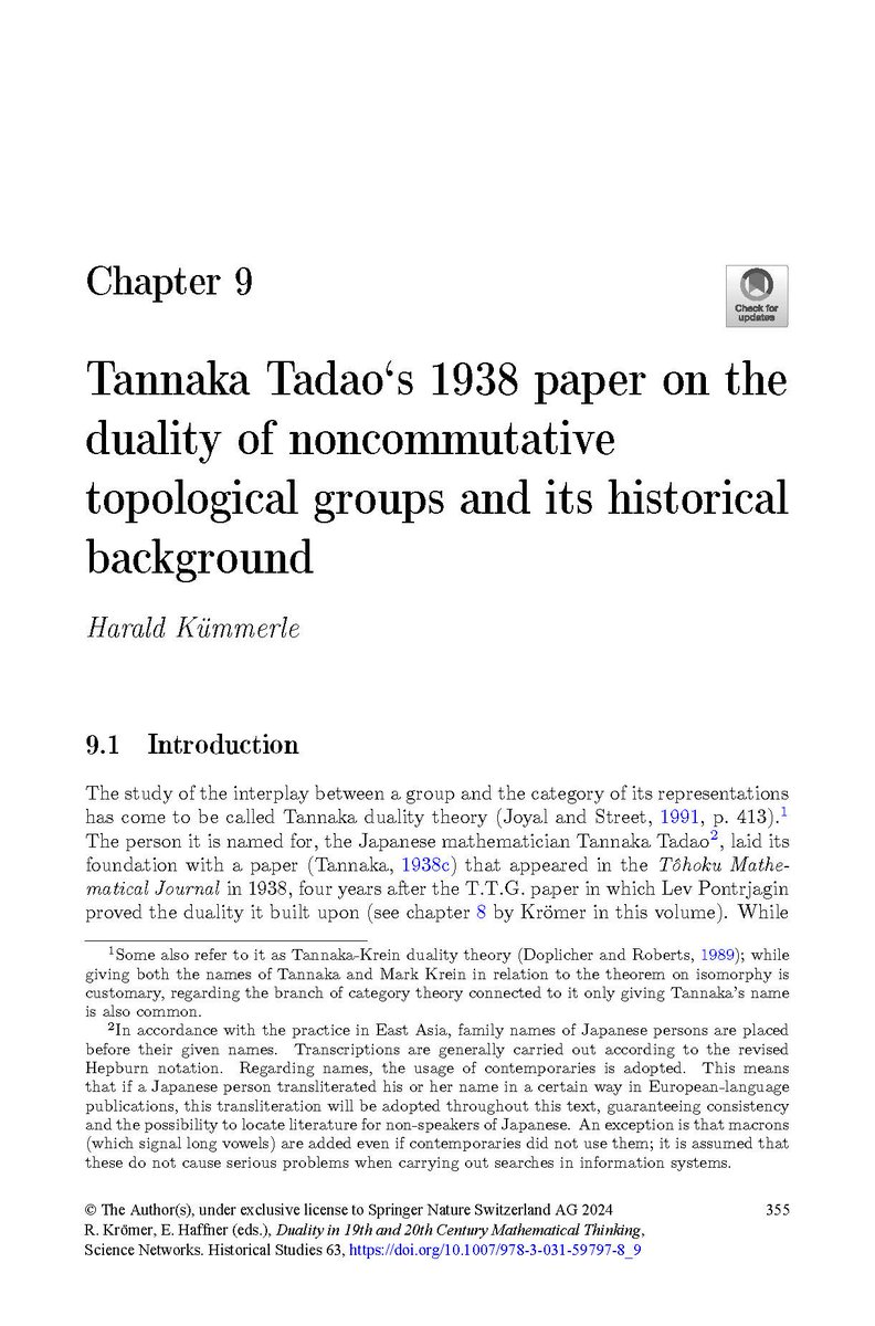 DIJ Tokyo (@dij_tokyo) on Twitter photo DIJ's <a href="/HaraldKuemmerle/">Harald Kümmerle</a> analyzes cooperative knowledge production in mathematics: "Tannaka Tadao's 1938 paper on the duality of noncommutative topological groups & its historical background" (Duality in 19th&20th Century Mathematical Thinking) link.springer.com/chapter/10.100… <a href="/japansocsci/">Japan Social Science Research</a> DIJ's <a href="/HaraldKuemmerle/">Harald Kümmerle</a> analyzes cooperative knowledge production in mathematics: "Tannaka Tadao's 1938 paper on the duality of noncommutative topological groups & its historical background" (Duality in 19th&20th Century Mathematical Thinking) link.springer.com/chapter/10.100… <a href="/japansocsci/">Japan Social Science Research</a>