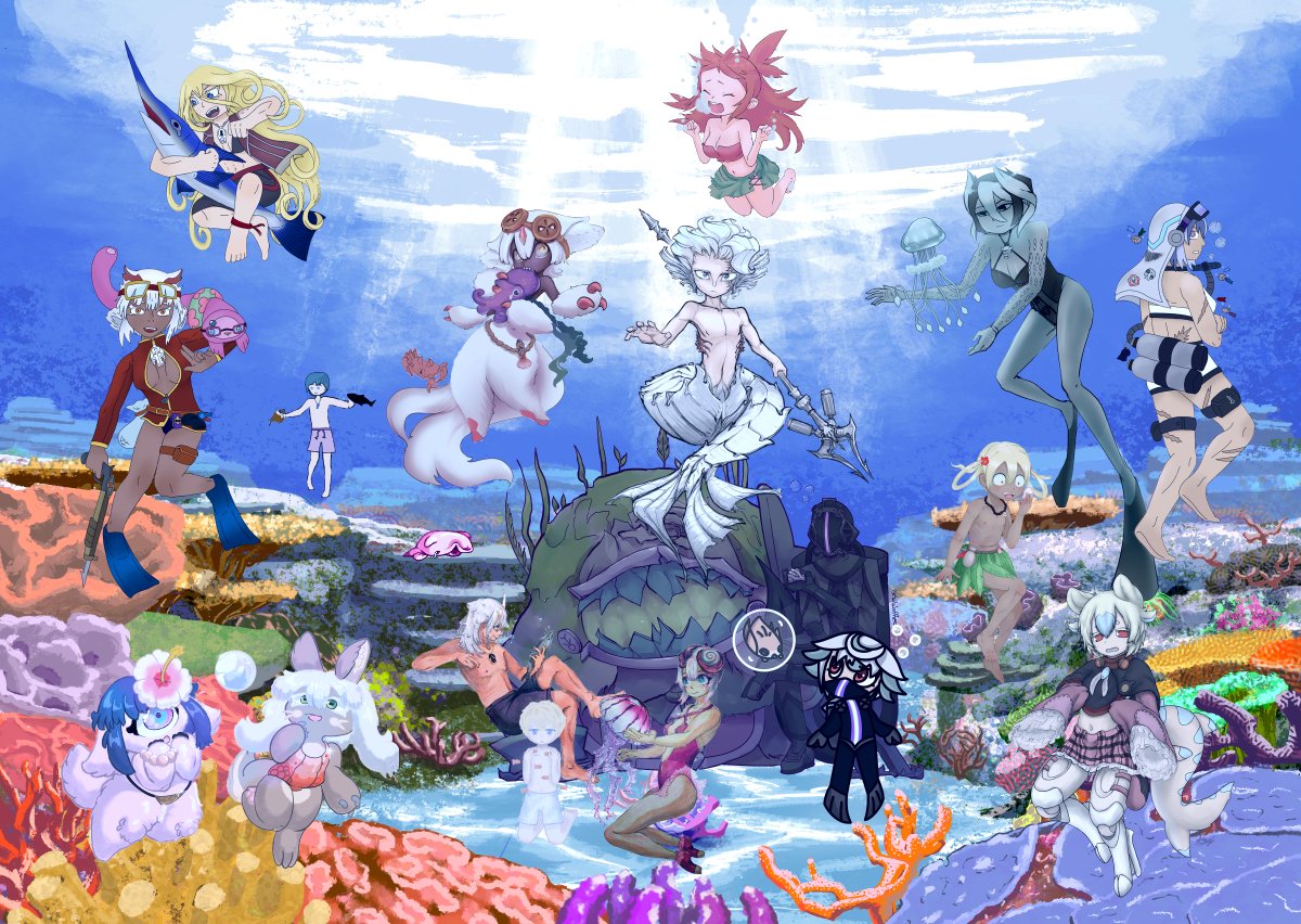 MadeinAbyssCamp's tweet photo. The Abyss Camp 2024 Summer Draw event is done! This year's theme is "Coral Reef Dive!"
Thank you to all who participated! Credits are in the comments.
#メイドインアビス #MadeInAbyss https://t.co/npp83ABzTm