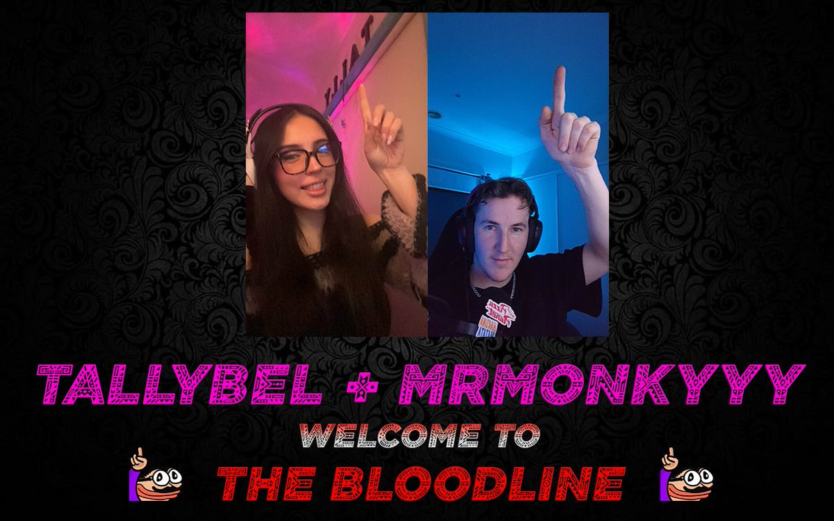 the bloodline's second couple announcement is with a few valorant gamers <a href="/MrMonkyyy/">MrMonkyyy</a> + <a href="/TallyBel/">💕 Tally 💕</a> ! we're winding up the last of the intake for a little bit, had to get these 2 in before it was all said and done.

welcome in homies ☝️🩸