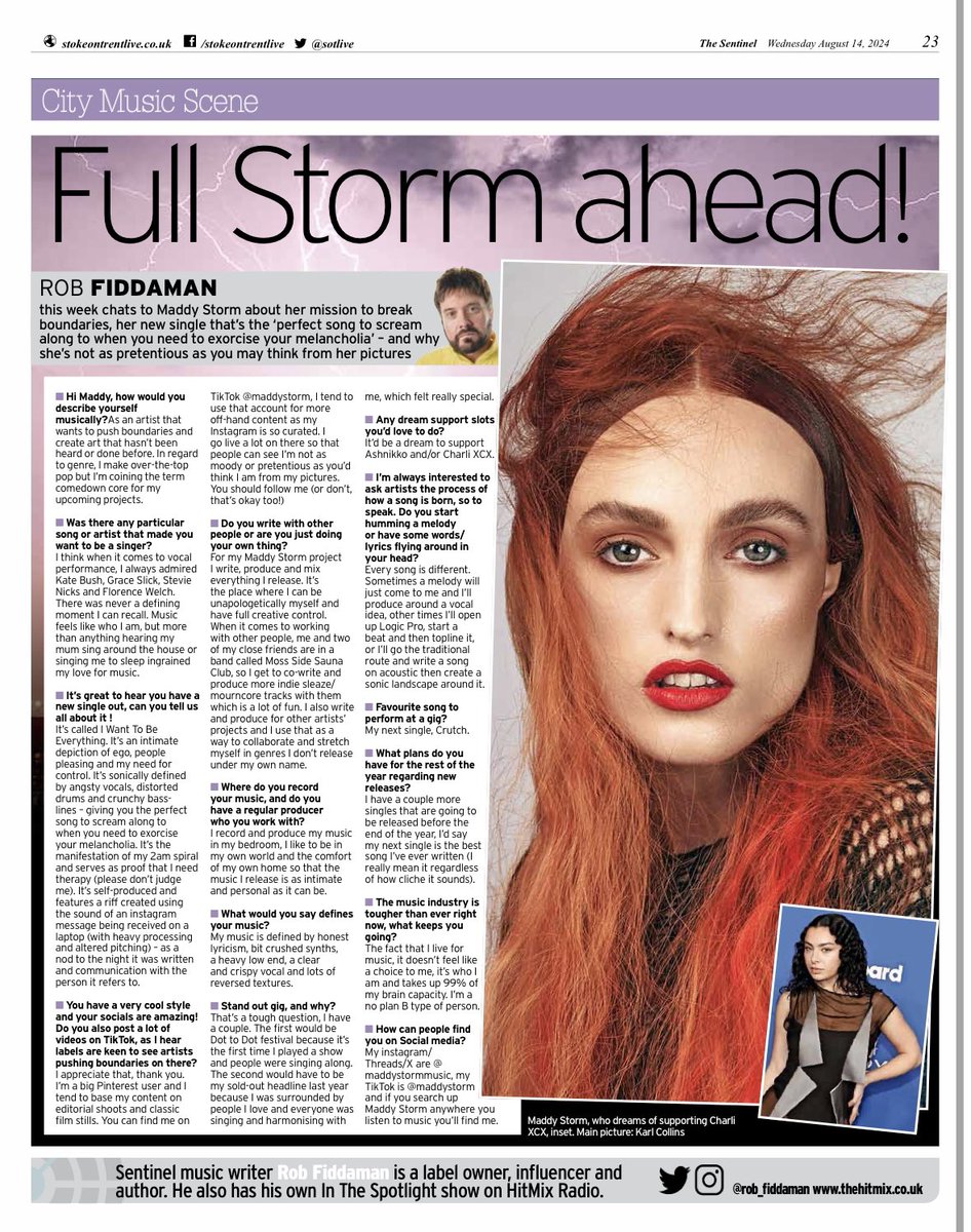 Maddy Storm (@maddystormmusic) on Twitter photo mum i’m in the paper !!! thank you to <a href="/rob_fiddaman/">Rob Fiddaman 🎧 🎙 📻</a> for interviewing me for <a href="/Sotlive/">StokeonTrentLive</a> !!! read it to get to know me, brb going to the shop to get a copy x mum i’m in the paper !!! thank you to <a href="/rob_fiddaman/">Rob Fiddaman 🎧 🎙 📻</a> for interviewing me for <a href="/Sotlive/">StokeonTrentLive</a> !!! read it to get to know me, brb going to the shop to get a copy x
