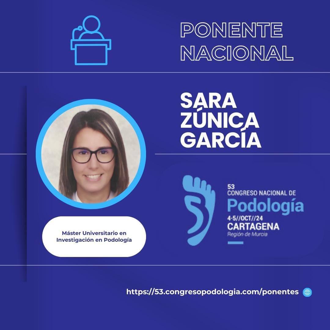 🔵⚪️ Os presentamos al próximo de los ponentes confirmados para el Congreso Nacional de Podología 🙃

Turno para SARA ZÚNICA GARCÍA, Máster Universitario en Investigación en Podología.

#53cnp