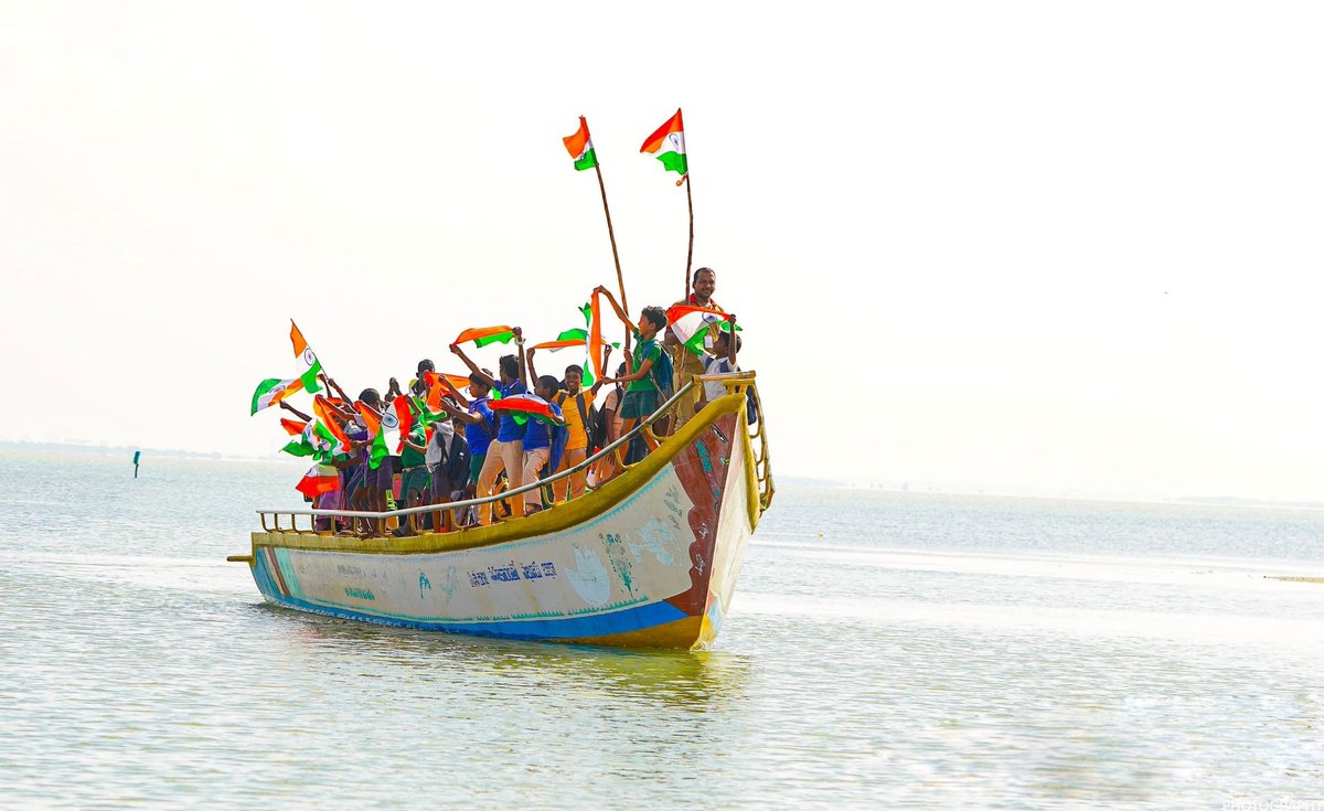 PemmasaniOnX's tweet photo. Celebrating our national unity.

Congratulations to @appostalcircle for delivering National Flags to fishermen and their families on the remote Irakam Island, 10 km from Sriharikota, as part of the #HarGharTiranga campaign. https://t.co/go5rObQsZj