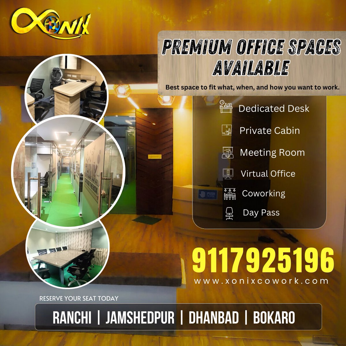 xonixcowork's tweet image. 📷 𝐁𝐨𝐨𝐤 𝐲𝐨𝐮𝐫 𝐎𝐟𝐟𝐢𝐜𝐞 𝐒𝐩𝐚𝐜𝐞 𝐓𝐨𝐝𝐚𝐲!
📷 𝐂𝐨𝐧𝐭𝐚𝐜𝐭 𝐔𝐬: 9117925196
📷 𝐖𝐞𝐛𝐬𝐢𝐭𝐞: xonixcowork.com
📷 Location: Ranchi | Jamshedpur | Dhanbad | Bokaro
#WorkspaceCommunity #CollaborativeWork #FlexibleOffice #premiumcoworking #businesscenter