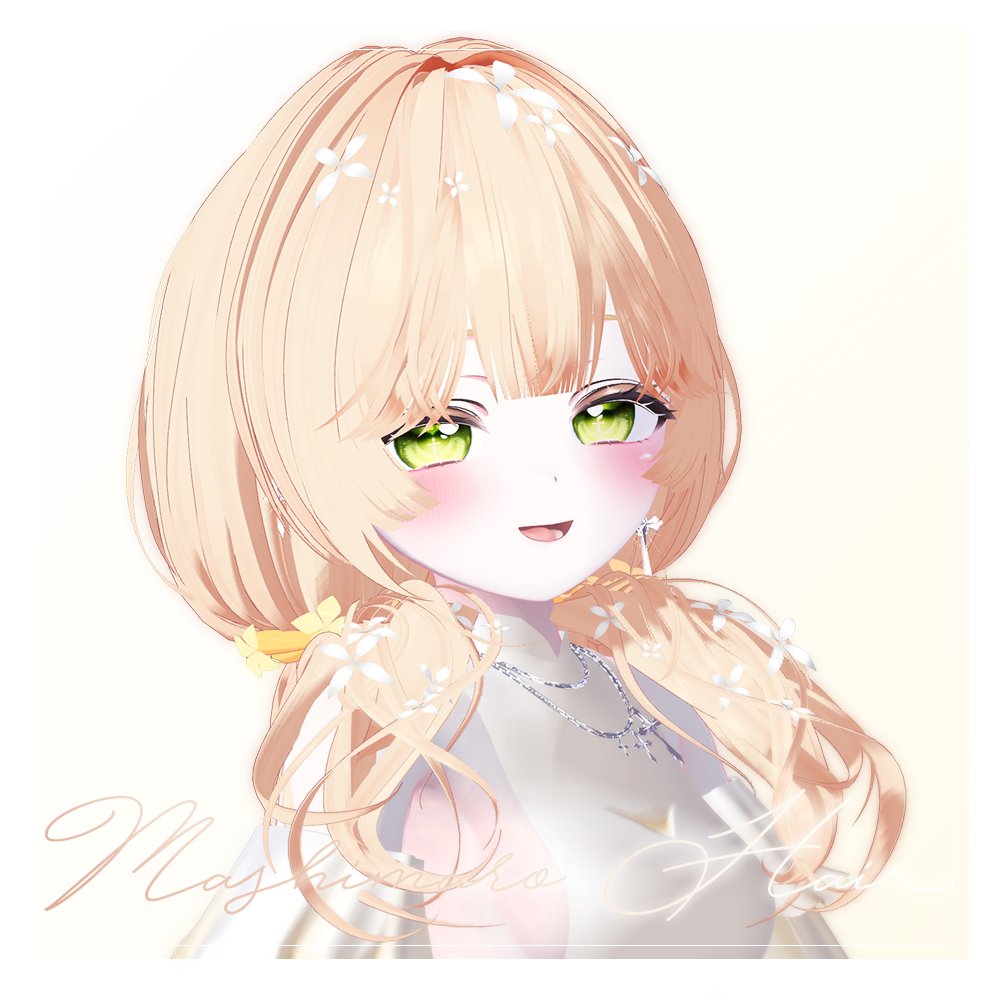 Hazmu_vrc's tweet photo. 【 新作ギフト企画🎉신작선물기획 】

🎁このアカウントをFollow&ツイートをRTに1名を抽選
🎁이 계정을 Follow&트윗을 RT한 1명을 추첨

🌸フローラル·ヘア / floral hair ㅡ 【 VRChat Hair 】
https://t.co/ahW8UEt9u9

꽃을 장식한 로우트윈테일입니다!🌸
쉐이프키로 원하는대로 커스텀해서 사용해보세요!
花を飾
ったローツインテールです！🌸
シェイプキーで好きなように改変してお使いください！

🔗対応アバター
#Manuka #Moe #Lime #Chiffon #Kipfel

🔗
#VRChat #VRC #3DCG #Booth_pm