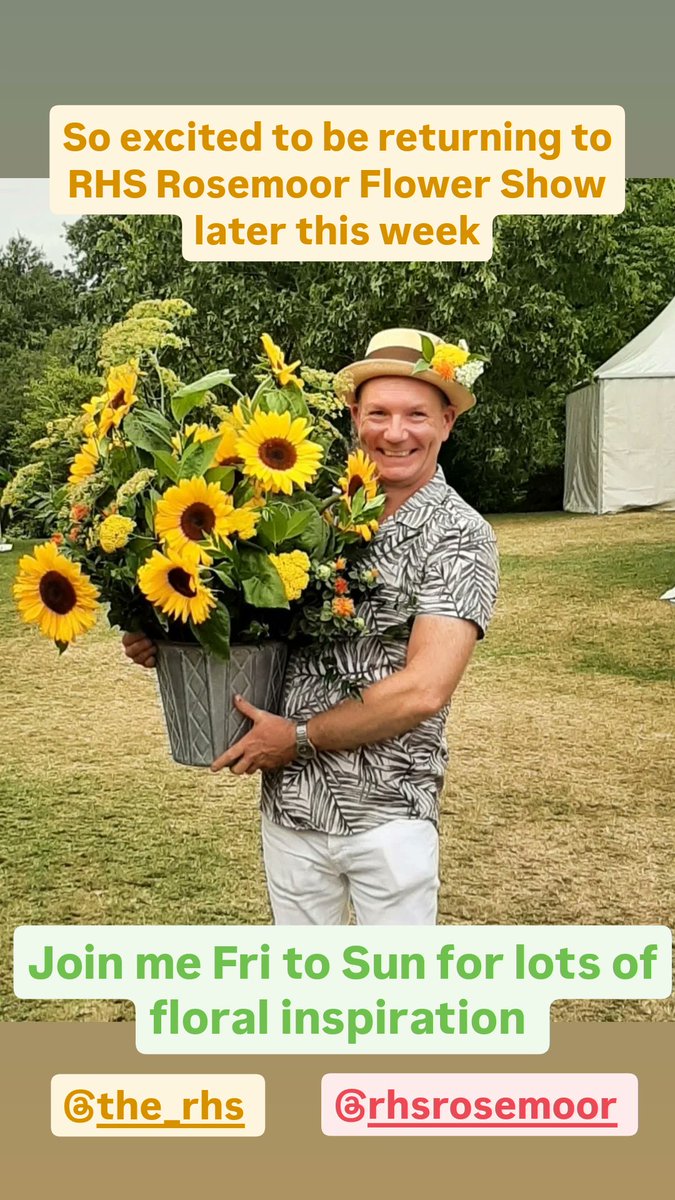 Great to be back in divine North Devon for the   <a href="/RHS_Rosemoor/">RHS Garden Rosemoor</a> fliwer show which opens on Friday. Thrilled to be promoting wonderful seasonal British blooms with two demonstrations each day. Thank you to @trigonfarm for supplying wonderful local flowers @lovedeliveredflowers