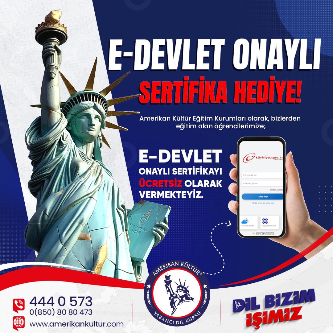 Sizler de e-devlet onaylı sertifikanızı alarak dil bilginizi tasdikleyebilirsiniz. 🌸

#amerikankültür #amerikankültürbolu #yabancıdil #boluingilizce #bolualmanca #dilöğreniyorum #eğitim
