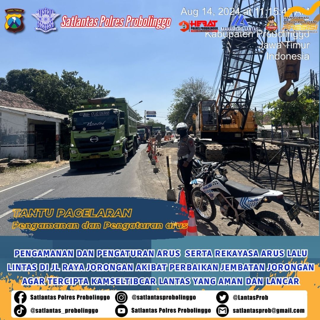 LantasProb's tweet image. Pengamanan kegiatan perbaikan Jembatan jorongan di Jl Raya Jorongan agar tercipta Kamseltibcar Lantas yang aman dan kondusif. 
#ditlantaspoldajatim
@NTMCLantasPolri 
@RTMCJatim 
@HumasPoldaJatim
@infoprobolinggo