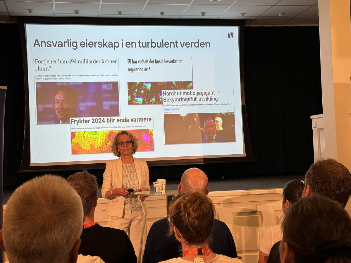I dag presenterte #NBIM #oljefondet resultater for første halvår på #Arendalsuka2024 
⭐️+8,6%
⭐️Hver 5 kr i Statsbudsjettet stammer fra Oljefondet
⭐️Du kan se hvilke 9.000 aksjer de eier
⭐️Viser bekymring for konsentrasjonsrisiko (Mag7)
⭐️ Tech og fedme-aksjer bidratt mest