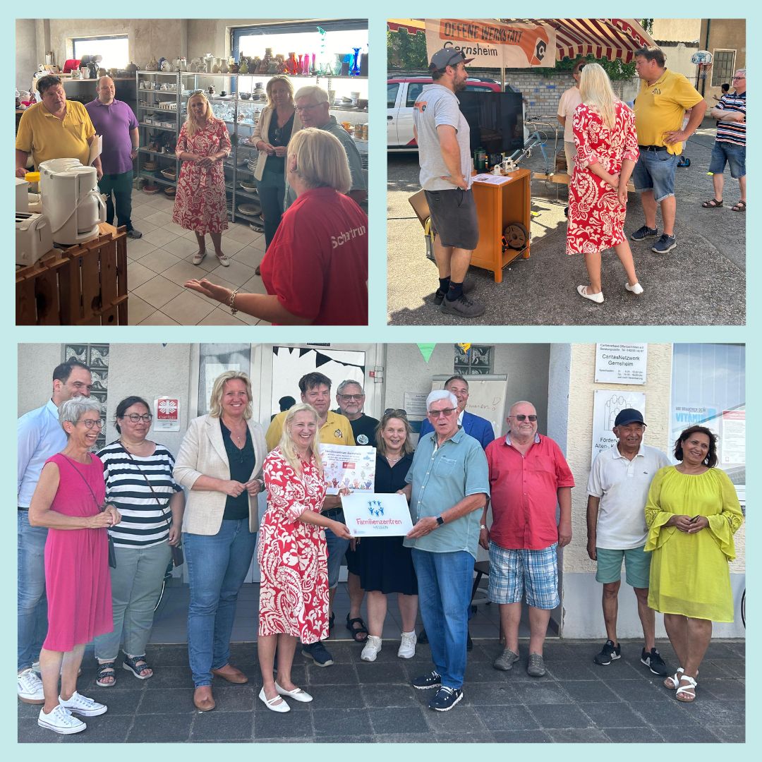 Unterstützung, Beratung und Gemeinschaftsangebote werden direkt zu den Menschen gebracht. Im Landkreis Groß-Gerau hat sich Familienministerin Diana Stolz über das Konzept des mobilen Familienzentrums Gernsheim informiert.