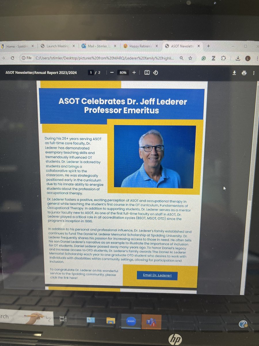 kjglobal88's tweet image. Gr8 event 4 retirement of Dr. Jeff Lederer - 26 yrs at @SpaldingU . Jeff was one of the early pioneer faculty in our OT prgm. Gr8 work, @spaldingasot Chair Laura Stimler. Go enjoy retirement, Jeff! 😎👏🏼 #spaldingu #graduatestudies #leadership #occupationaltherapy