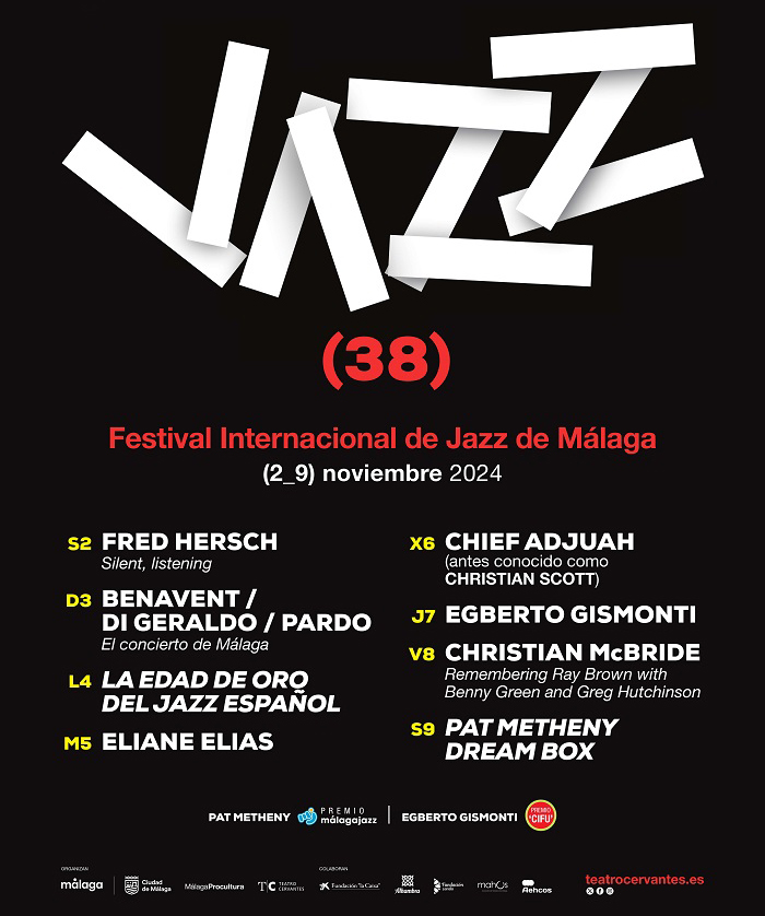🎵 Pat Metheny, Christian McBride, Egberto Gismonti o Eliane Elías protagonizan el cartel del 38 Festival Internacional de Jazz de Málaga. El ciclo podrá disfrutarse en el <a href="/TeatroCervantes/">Teatro Cervantes</a> del 2 al 9 de noviembre. Más información y entradas en 👉 teatrocervantes.com/es/ciclos-y-fe…