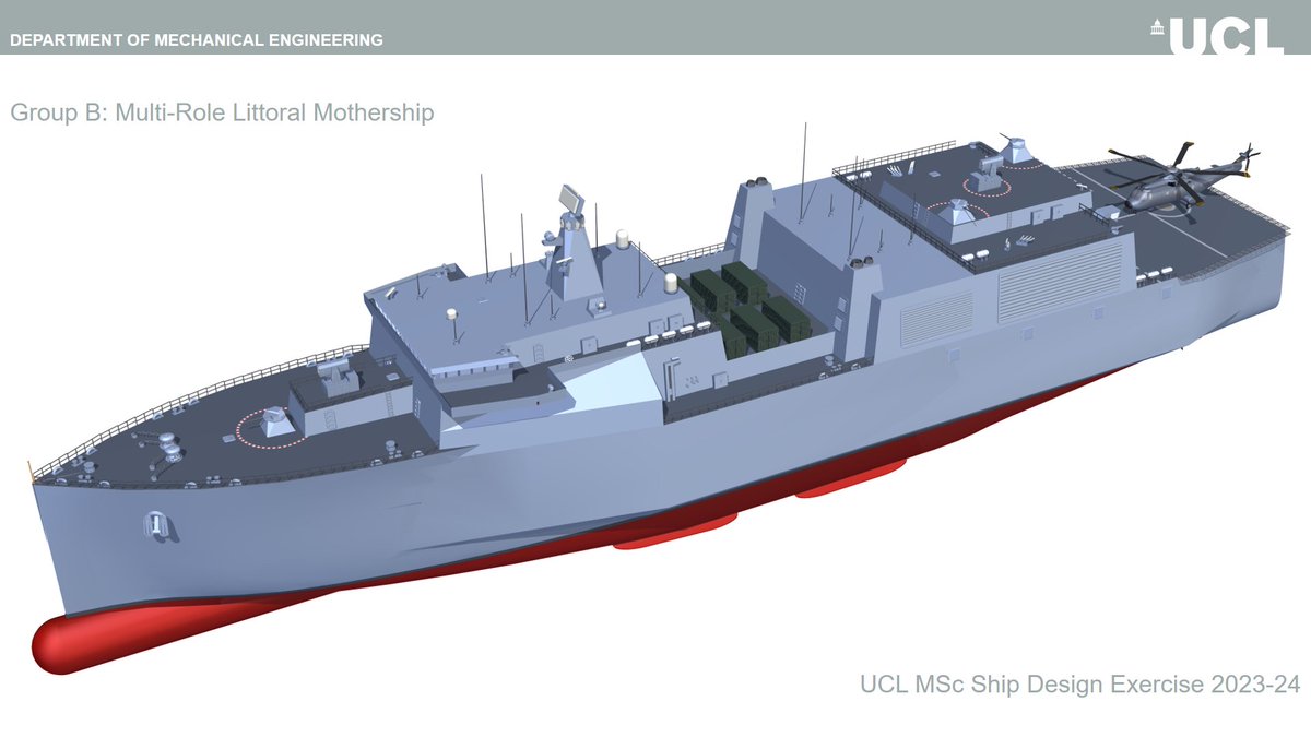 Secondly, a 13,000t 150m littoral mothership, using high speed hovercraft (based on a modernised SR.N3) to deploy a raiding marine company plus light mobility from 100nm off shore.