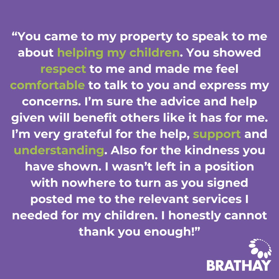 Heart warming response from a parent in Bradford who received support from our Family Aide service. 

Our Key Workers are a lifeline for young families, offering much needed support and advice. 

Want to help us ensure young families aren't alone?  brathay.org.uk/support-us/don…