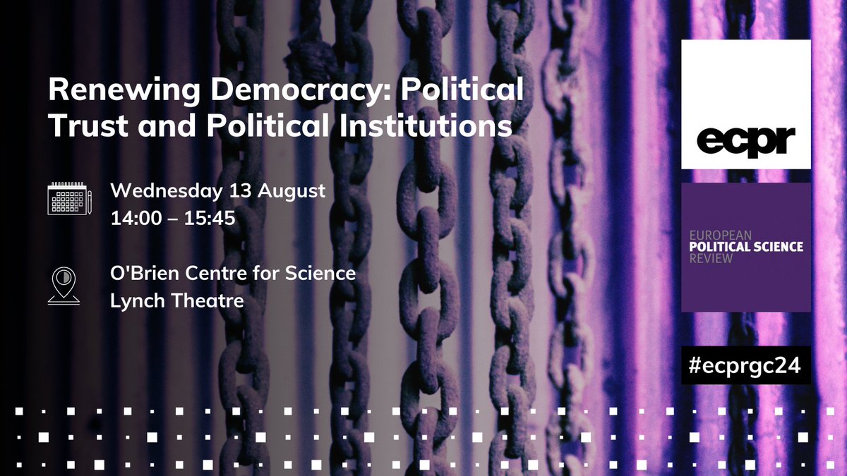European Consortium for Political Research (@ecpr) on Twitter photo 🚨 Starting soon 🚨
🟣 <a href="/EPSRjournal/">European Political Science Review</a>'s Roundtable on: Renewing Democracy: Political Trust and Political Institutions
🕜 14:00 – 15:45 BST
🪑 <a href="/EUforeignpolicy/">T. Exadaktylos</a>
🎙️ <a href="/HollyAnnGarnett/">Holly Ann Garnett</a> <a href="/CHaerpfer/">Christian Haerpfer</a> <a href="/EviePetridou/">Evangelia Petridou</a> <a href="/e_vanzimmeren/">Esther van Zimmeren</a> <a href="/k_weissenbach/">Kristina Weissenbach</a>
ℹ️ bit.ly/4fIz4Qo
<a href="/CUP_PoliSci/">Cambridge University Press - Politics</a> 🚨 Starting soon 🚨
🟣 <a href="/EPSRjournal/">European Political Science Review</a>'s Roundtable on: Renewing Democracy: Political Trust and Political Institutions
🕜 14:00 – 15:45 BST
🪑 <a href="/EUforeignpolicy/">T. Exadaktylos</a>
🎙️ <a href="/HollyAnnGarnett/">Holly Ann Garnett</a> <a href="/CHaerpfer/">Christian Haerpfer</a> <a href="/EviePetridou/">Evangelia Petridou</a> <a href="/e_vanzimmeren/">Esther van Zimmeren</a> <a href="/k_weissenbach/">Kristina Weissenbach</a>
ℹ️ bit.ly/4fIz4Qo
<a href="/CUP_PoliSci/">Cambridge University Press - Politics</a>