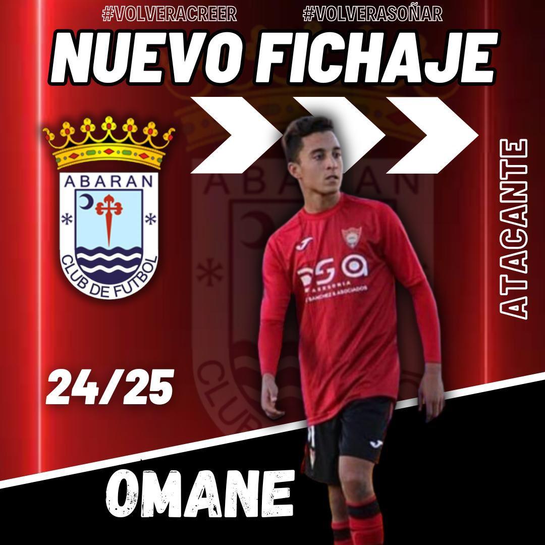 🔴OFICIAL⚫️

Omane, extremo, formará parte del Abarán CF la próxima temporada.

El ex jugador del Abarán vuelve a casa tras jugar en CD La Murada y ha jugado en equipos como Cieza, Villa de Fortuna, entre otros.

Bienvenido a tu casa.

#VamosAbaran #Volveracreer #Volverasoñar