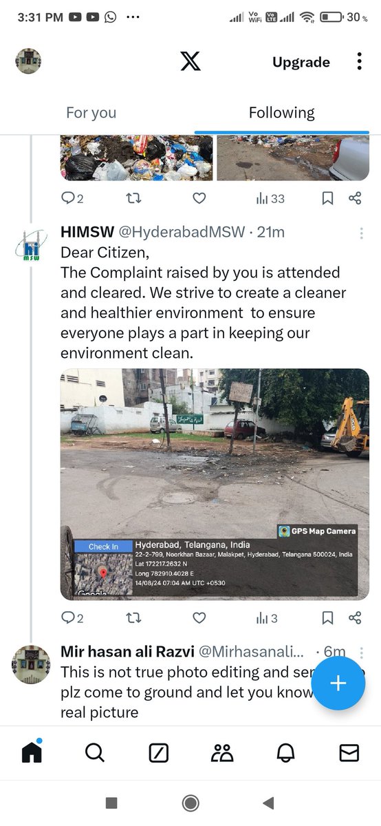 MirhasanaliRaz2's tweet photo. @TheSiasatDaily you can check in this complaint which I have given two hours before and they edited photos and send to me plz help and do something area Noor Khan bazar https://t.co/nr6qrGOwt7