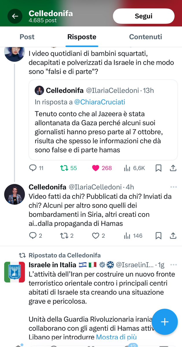 avantibionda's tweet image. .@pdnetwork, @ellyesse, davvero avete scelto la signora @IlariaCelledoni come portavoce regionale della Conferenza delle Donne democratiche in Friuli Venezia Giulia?
Allego alcuni suoi osceni post a supporto quotidiano del genocidio dei palestinesi e della disinformazione.