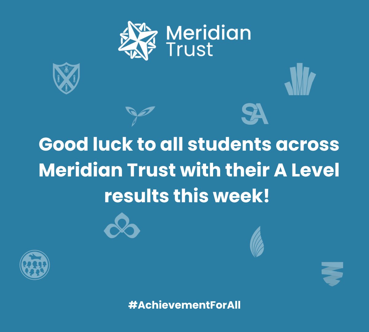 Good luck to all the students who will be receiving their A Level exam results tomorrow.

We look forward to celebrating all the fantastic hard work you have put in this year, supported by our amazing teaching staff.

#alevelresultsday2024 #MeridianTrust