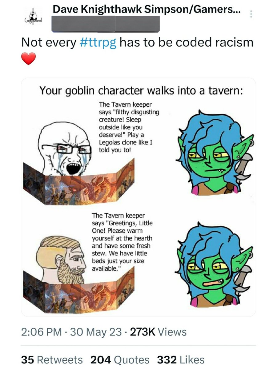 DelusionPosting's tweet image. Not every tabletop RPG has to be bland and sanitized.