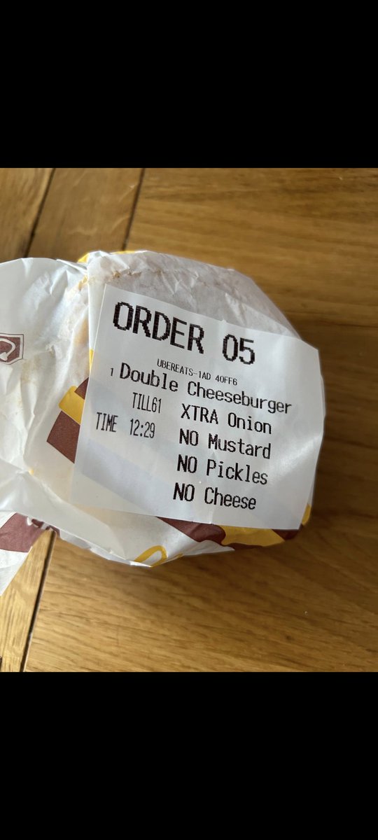 pfeverett's tweet photo. @McDonaldsUK Hopefully this should be enough info. There was a reason I ordered NO Cheese. It's even on the picking slip. How could they get it so wrong?! https://t.co/mx3AQ2jTND