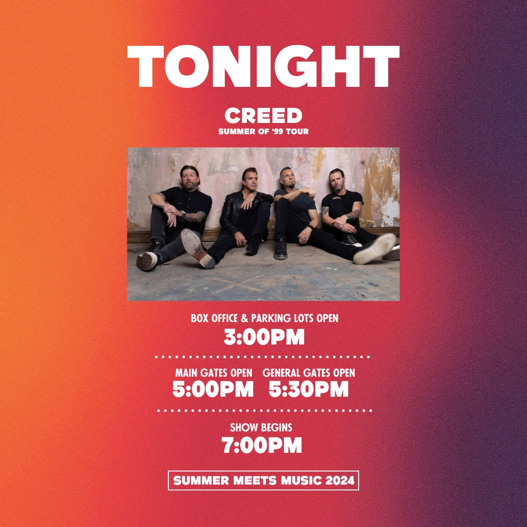oakmtnamp's tweet photo. *SOLD OUT!* 🎵 TONIGHT (WEDNESDAY, 8/14) Creed - Summer of '99 Tour with 3 Doors Down and Finger Eleven!

✨ Venue &amp; Show Upgrades: https://t.co/vEKaKRuIXO

🚨 Things to know before you go: https://t.co/a1kfDMbpYD https://t.co/LuqkrCEpYF