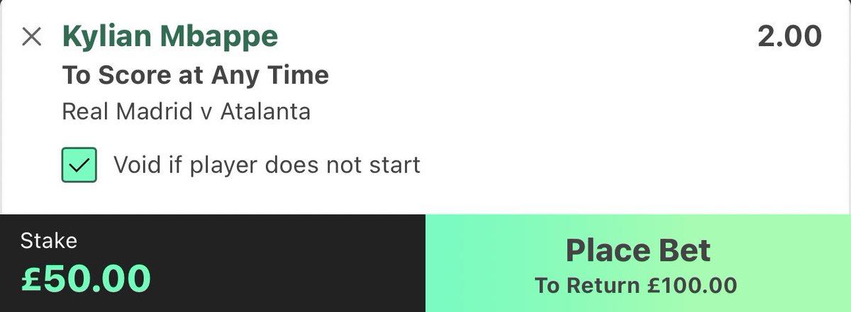 𝙈𝘽𝘼𝙋𝙋𝙀 𝙏𝙊 𝙎𝘾𝙊𝙍𝙀?👀

Mbappe makes his competitive debut tonight for Real Madrid in the Super Cup and the bookies have him at EVENS to score ⚽️

If he scores, we’ll give £50 CASH to one of our followers💰

To enter, you must:

1. Like AND retweet this post.
2. Follow