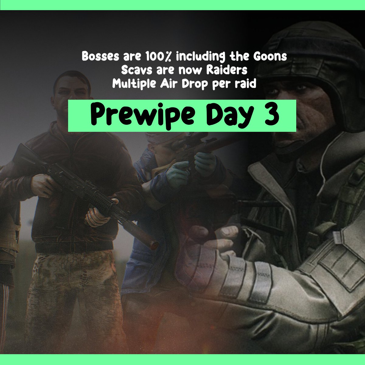 Get ready for intense raids in Escape from Tarkov! Bosses now have a 100% spawn rate across all maps, including the Goons. Scavs have upgraded to Raider-level gear, and multiple airdrops are coming in hot during each raid!

#escapefromtarkov #tarkov