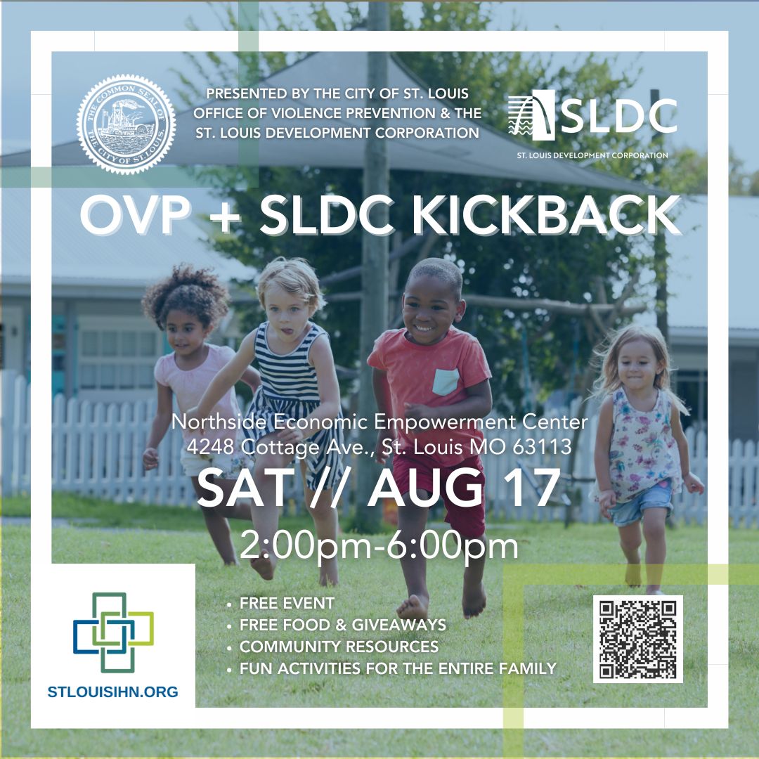 STL_IHN's tweet photo. Join us for August's #OVPKickback on SAT, 8/17, 2pm-6pm at Northside Economic Empowerment Center (4248 Cottage Ave). It is a #FREEevent w/ music, free food, #familyfriendly activities + #community & #gunsafety resources. Stop by the #IHN table!
#3StepsBack #DPS #RELINK #reentry https://t.co/z4p3ST11cz