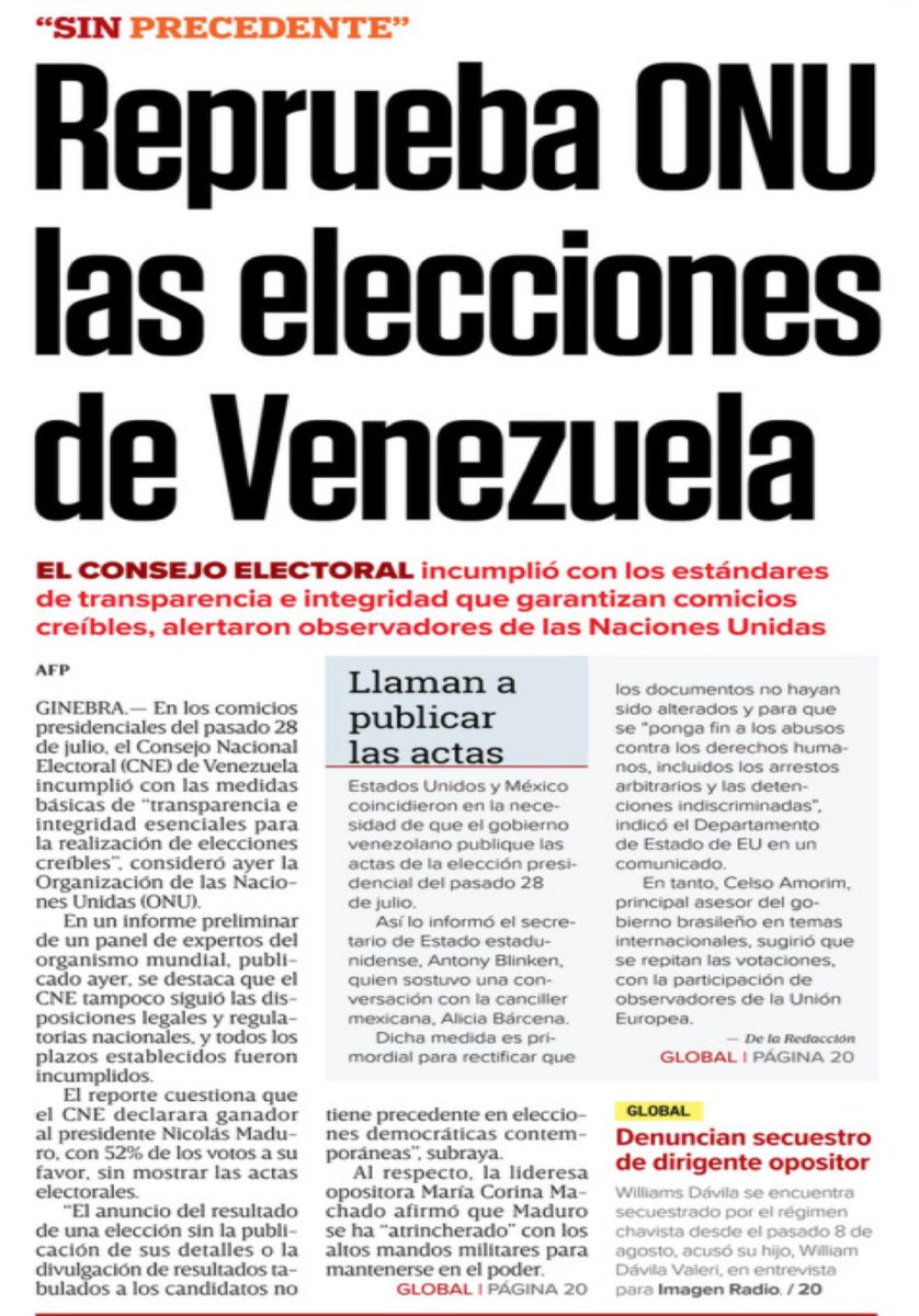 JLozanoA's tweet photo. ⚠️Mientras el #NarcoPresidenteAMLO sigue rumiando su pronunciamiento sobre el fraude electoral en Venezuela, la @ONU_es ya se manifestó con todas sus letras: “el Consejo Nacional Electoral de Venezuela incumplió con las medidas básicas de transparencia e integridad…”

@Excelsior https://t.co/K4cMMdjVsw