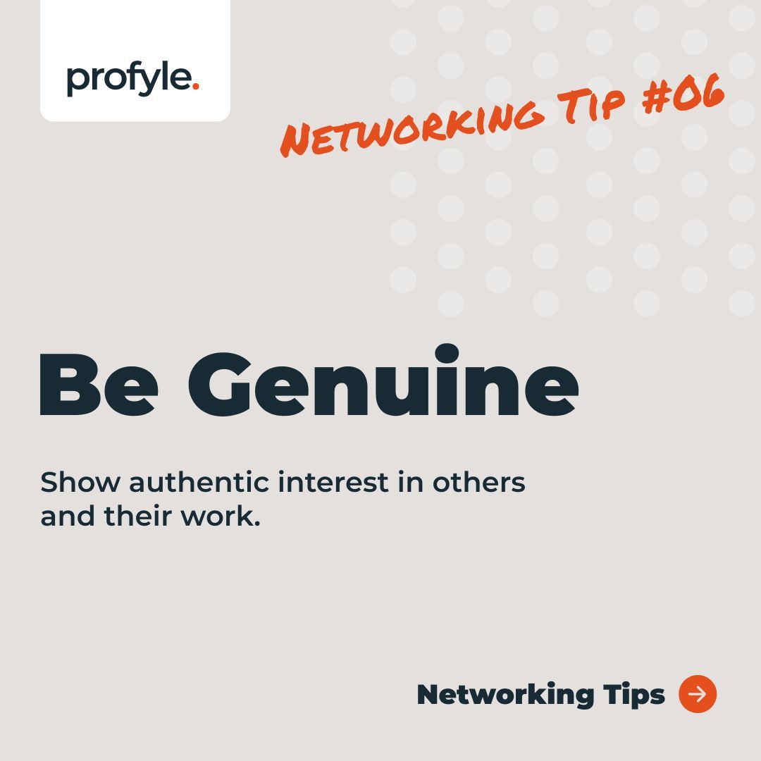 profylecard's tweet image. Networking Tip #06: Be Genuine! 🤝 Show real interest in others and their work. It’s not just about contacts, it's about connection. Learn more ➡️ go.profyle.cards/U51VgR #NetworkingTips #BeGenuine #CareerGrowth