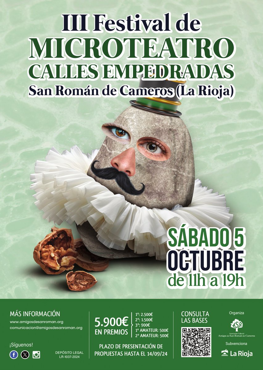 SanRomanCameros's tweet photo. Abierta la convocatoria para el 3er Festival de Microteatro "Calles Empedradas". Premios de casi 6.000€ y dos categorías: profesional y amateur. @lariojaorg @ituroberto Bases en la web > https://t.co/8fJTH9EDve https://t.co/yxiuaODLFo