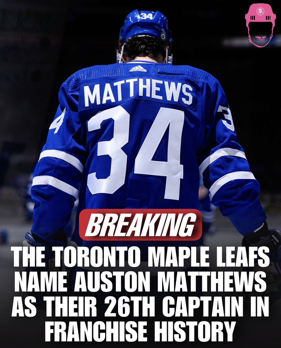 spittinchiclets's tweet photo. IT’S OFFICIAL. 

AUSTON MATTHEWS HAS BEEN NAMED CAPTAIN OF THE TORONTO MAPLE LEAFS‼️ https://t.co/SwdPXVw7W3