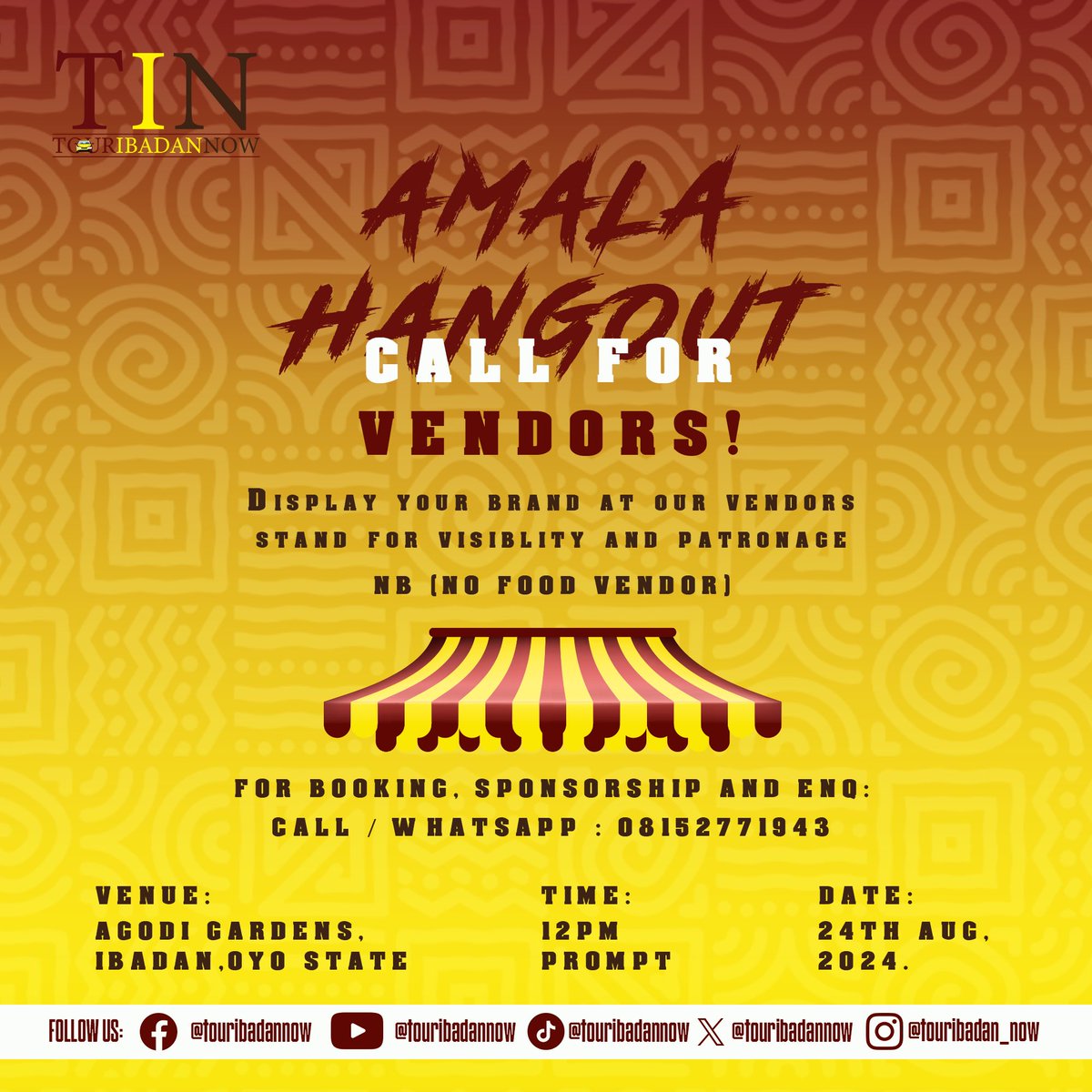 touribadannow's tweet photo. Do you want to showcase your brand to a young and vibrant community? This is your chance, send us am DM https://t.co/R5rBz6vr3H