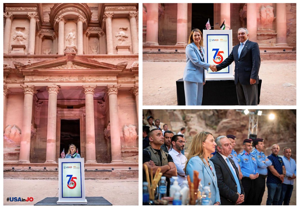 JorEmbUS's tweet photo. أطلقت @USEmbassyJordan وسلطة إقليم البترا التنموي السياحي (PDTRA) اتفاقية السياحة الخضراء بقيمة 15 مليون دولار في موقع التراث العالمي @UNESCO، البترا. تهدف هذه المبادرة إلى دعم السياحة المستدامة في هذا الموقع الأيقوني في الأردن. 🇺🇸🇯🇴#USAinJo #البترا https://t.co/uyCntHBlZD
