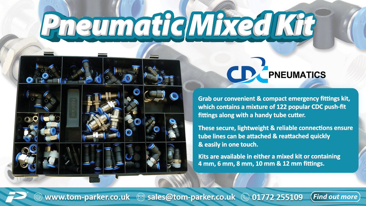 TomParkerLtd's tweet image. Our emergency CDC pneumatic push-fit fitting kits are designed to connect or disconnect PU and nylon tubes quickly. 

These one-touch fittings are lightweight, high-quality, and durable. 

tom-parker.co.uk/products/push-…

#Kit #CDC #Fittings #PushFitFittings #TomParkerLtd #Pneumatic