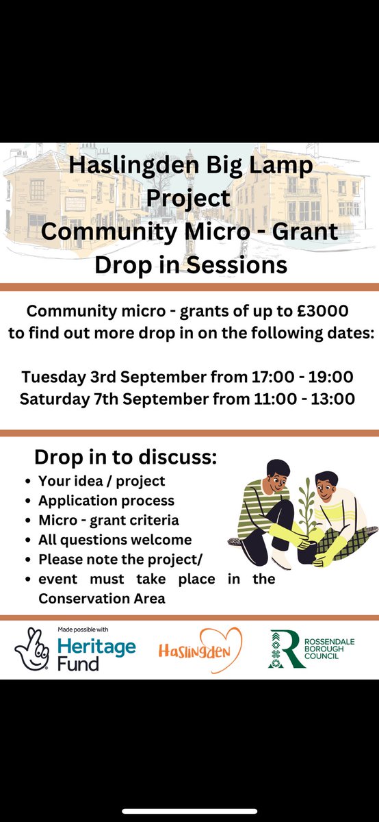 Haslingden 2040 (@haslingden2040) on Twitter photo Community micro - grant drop in sessions 🚨
Do you have a community based project that can take place in Hassy? Our grants offer up to £3000 to support projects and events that benefit our community 💪🏽
Thanks to funding from <a href="/HeritageFundNOR/">The National Lottery Heritage Fund North</a> 🤞🏽💕 Community micro - grant drop in sessions 🚨
Do you have a community based project that can take place in Hassy? Our grants offer up to £3000 to support projects and events that benefit our community 💪🏽
Thanks to funding from <a href="/HeritageFundNOR/">The National Lottery Heritage Fund North</a> 🤞🏽💕