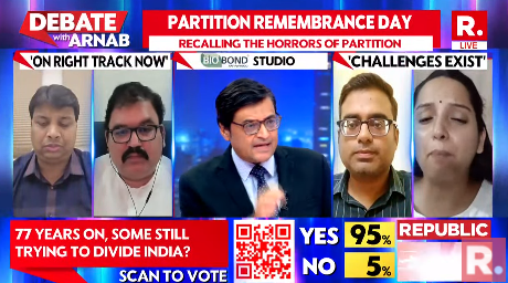 republic's tweet photo. Who is indulging in dangerous politics today, asks Kanchana Yadav (@Kanchanyadav000) National Spokesperson, RJD
Tune in to watch the debate live with Arnab and fire in your views - https://t.co/YH3BHW7K6g
#Partition #IndependenceDay #August15 #PartitionHorror #PartitionHorrorRemembranceDay #India #Pakistan