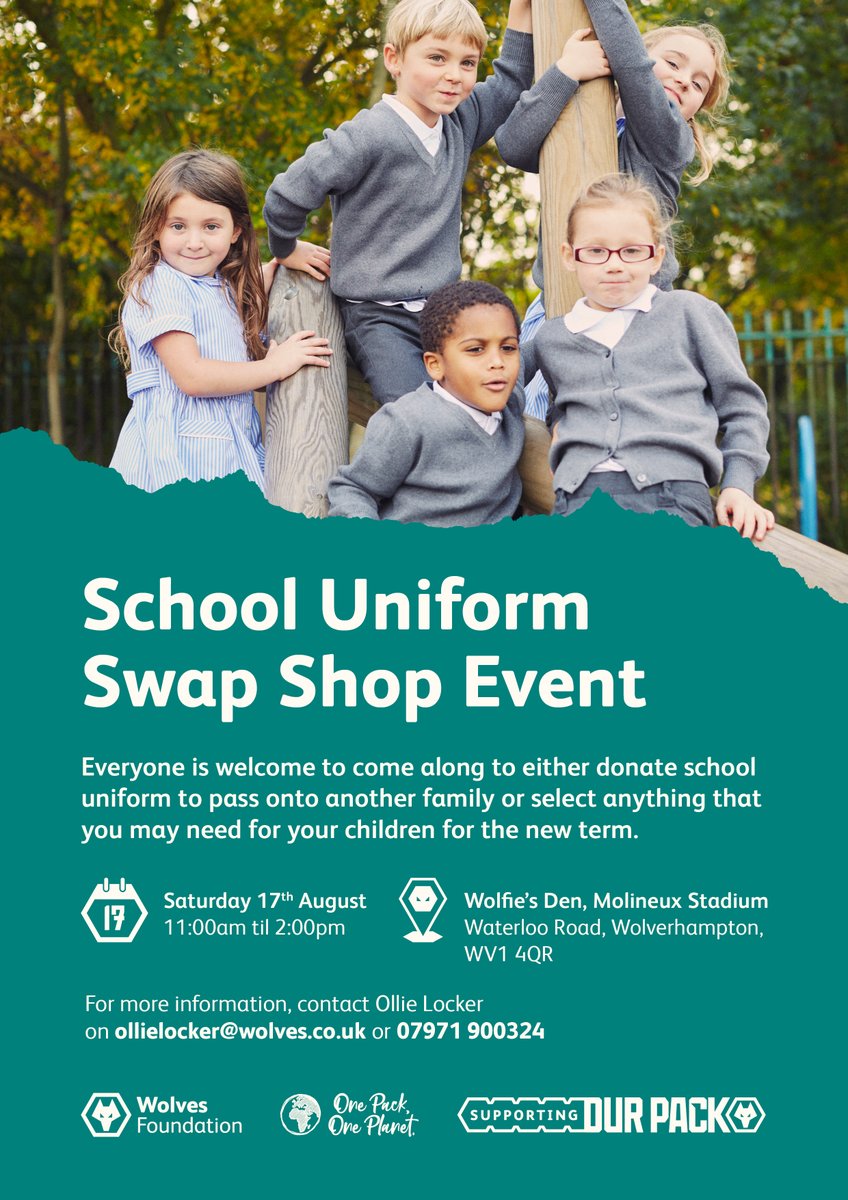 wwfcfoundation's tweet photo. ๐ School Uniform Swap Shop Event
โช๏ธ Pass on unused items
โฉ๏ธ Collect items of interest
๐
17th August, Wolfie's Den
๐ https://t.co/vY0tBuW8bT
#SupportingOurPack https://t.co/Y1TUO4I0YA