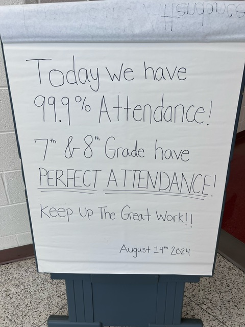 We would like to recognize our 7th and 8th graders for perfect attendance today! They will receive a special ice cream treat today during lunch. Go Mustangs, and remember attendance matters!!!!!!!!!!