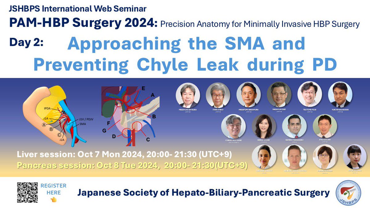 Surgical anatomy of the SMA &amp; its branches are always one of the hottest topics for PD🔥

You might also be interested in this upcoming webinar by <a href="/JSHBPS/">Japanese Society of HBP Surgery</a> 😉

Hope you will join us!
If you would kindly help us to spread the info, we will be so grateful☺️

jshbps.jp/modules/en/ind…