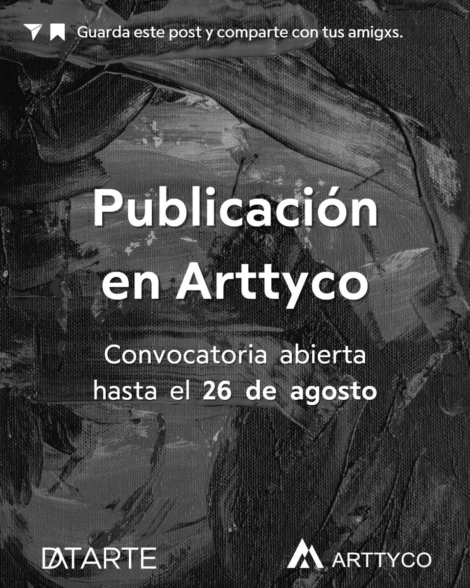 Datarte_art's tweet photo. 🎨Convocatoria para artistas de Datarte (@datarte.art) en Arttyco (@arttyco)
🌎Se reciben artistas de todas las nacionalidades.
📅Fecha límite: 26 de agosto de 2024
📎Postula aquí: https://t.co/YVdXYoopJB https://t.co/qMHx2gCdzL