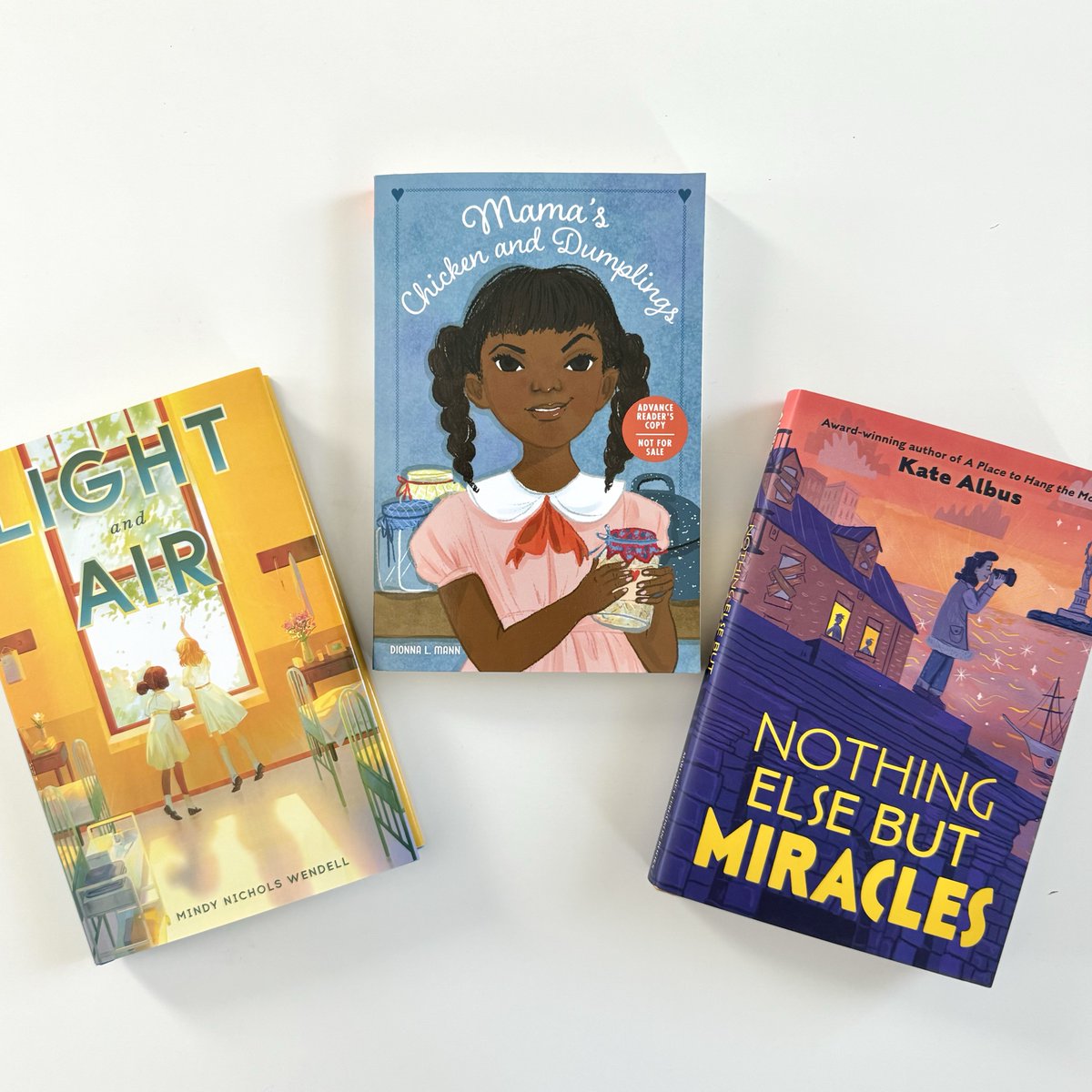Holiday House Publishing, Inc. (@holidayhousebks) on Twitter photo For this #MidWeekMiddleGrade, we're featuring MAMA'S CHICKEN AND DUMPLINGS, NOTHING ELSE BUT MIRACLES, and LIGHT AND AIR! Add these historical fiction reads to your bookshelf today!
<a href="/katealbus/">katealbus</a> <a href="/mnwendell/">Mindy Nichols Wendell</a>
holidayhouse.com/book/mamas-chi…
holidayhouse.com/book/nothing-e…
holidayhouse.com/book/light-and… For this #MidWeekMiddleGrade, we're featuring MAMA'S CHICKEN AND DUMPLINGS, NOTHING ELSE BUT MIRACLES, and LIGHT AND AIR! Add these historical fiction reads to your bookshelf today!
<a href="/katealbus/">katealbus</a> <a href="/mnwendell/">Mindy Nichols Wendell</a>
holidayhouse.com/book/mamas-chi…
holidayhouse.com/book/nothing-e…
holidayhouse.com/book/light-and…