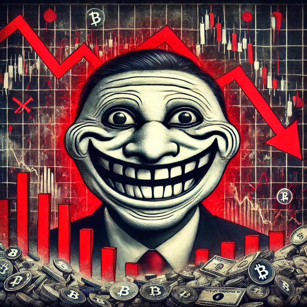 ERC20Trolls's tweet photo. Feeling the unrest? The crypto market is diving into chaos 📉. This is the moment the trolls have been waiting for. They strike when the chaos is at its peak! ⚔️💥 #CryptoChaos #MarketMadness #HODL #TROLLTime #InsaneTROLL https://t.co/Y59WbI5Pvc
