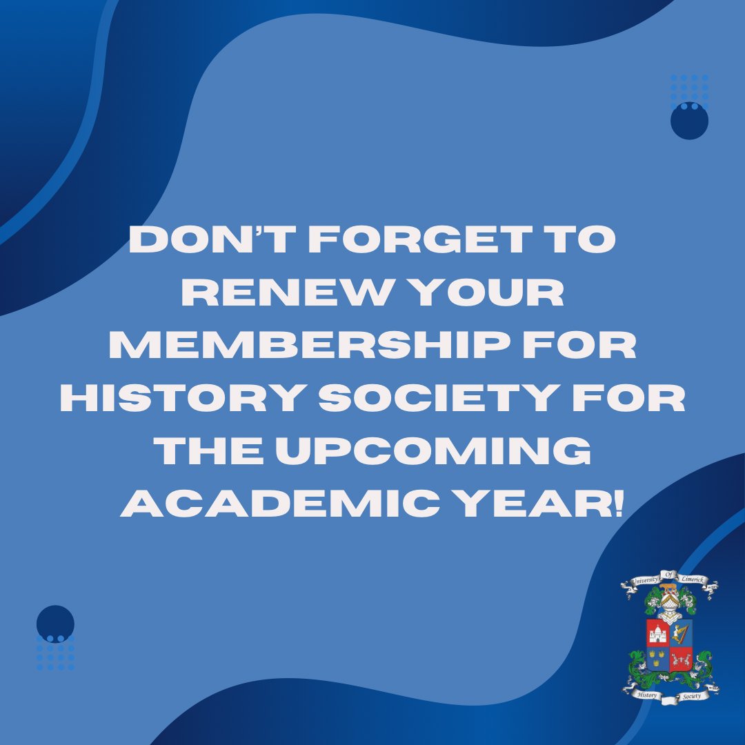🚨Hello all, a new academic year is approaching so you can head on over to our UL Wolves page and get your History Soc memberships ready to go!🥳
We have upcoming events and trips planned throughout the year so keep an eye out for them. 👀

ulwolves.ie/society/history

#ulhistorysoc