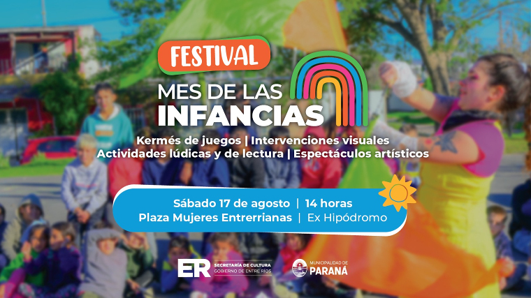 MuniParana's tweet photo. El cierre de los festejos del Mes de las Infancias se unificará en la Plaza de las Mujeres Entrerrianas📍

Será el sábado 17 de agosto en el ex Hipódromo. Habrá kermés de juegos, intervenciones visuales, actividades lúdicas, lectura y espectáculos

ℹ️ https://t.co/2meUEIzZhk https://t.co/6KjvLh86gv