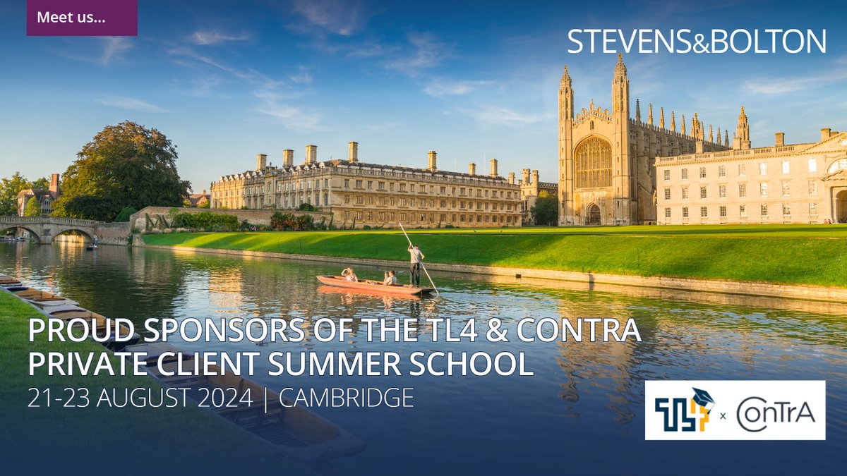 Stevens & Bolton LLP (@stevens_bolton) on Twitter photo Weāre thrilled to partner with <a href="/TL4PrivClient/">ThoughtLeaders4 Private Client</a> for the #TL4 & ConTrA #PrivateClient #SummerSchool: The Ultimate Insider's Guide! Join us for the 4th annual event. James Lister will lead Day 2 discussions, with Alice Gardiner & Nicole Noonan attending. thoughtleaders4.com/private-client⦠Weāre thrilled to partner with <a href="/TL4PrivClient/">ThoughtLeaders4 Private Client</a> for the #TL4 & ConTrA #PrivateClient #SummerSchool: The Ultimate Insider's Guide! Join us for the 4th annual event. James Lister will lead Day 2 discussions, with Alice Gardiner & Nicole Noonan attending. thoughtleaders4.com/private-clientā¦