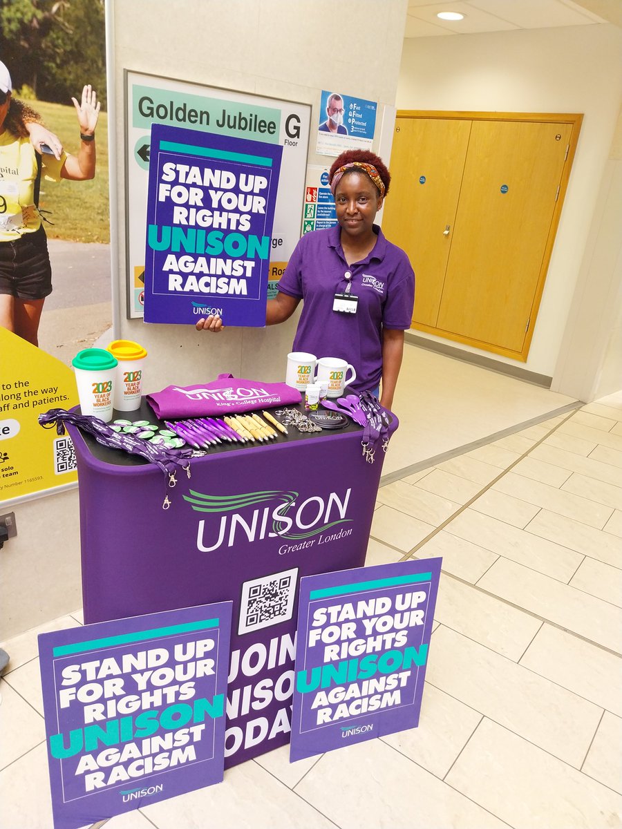 LdnOrganiser's tweet photo. STAND TOGETHER..SHOW RACISM THE RED CARD.  Join us today at @KingsCollegeNHS. @unisonglr @unisontheunion https://t.co/Ks2YEyARj9